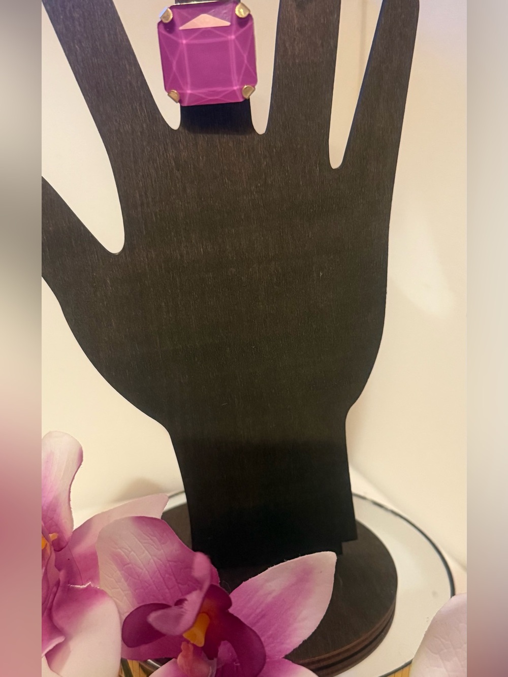 Roxanne Assoulin Authentic Fuchsia Square Statement Adjustable Ring NEW